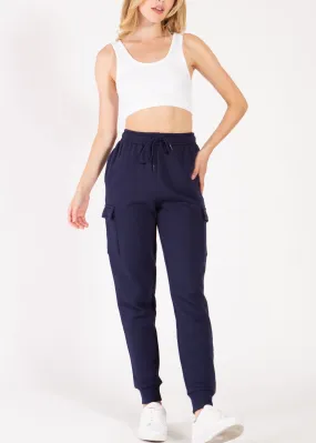 High Rise Cargo Sweatpants Jogger Pants in Navy ~ FINAL SALE