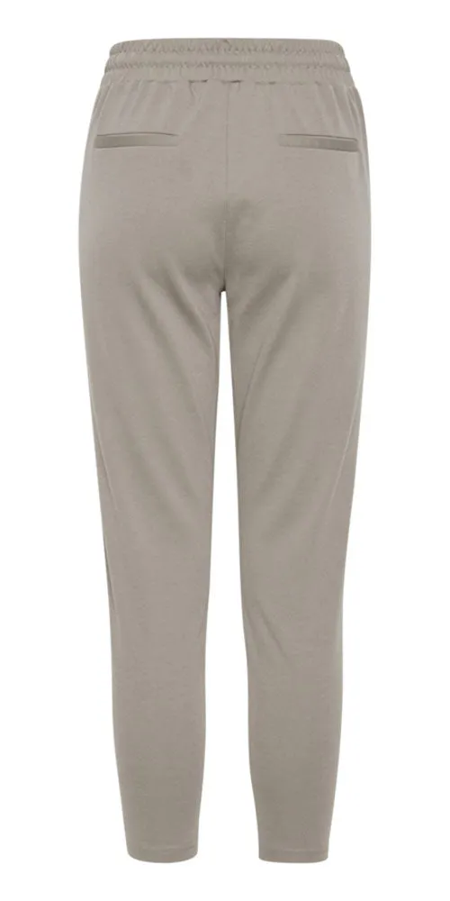 Ichi Cropped Ponte Knit Joggers, taupe