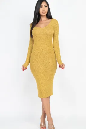 Ladies Two-Tone Brushed Midi Dress