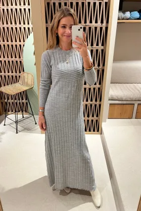 LONG KNIT DRESS "ALAMA" LIGHT GREY