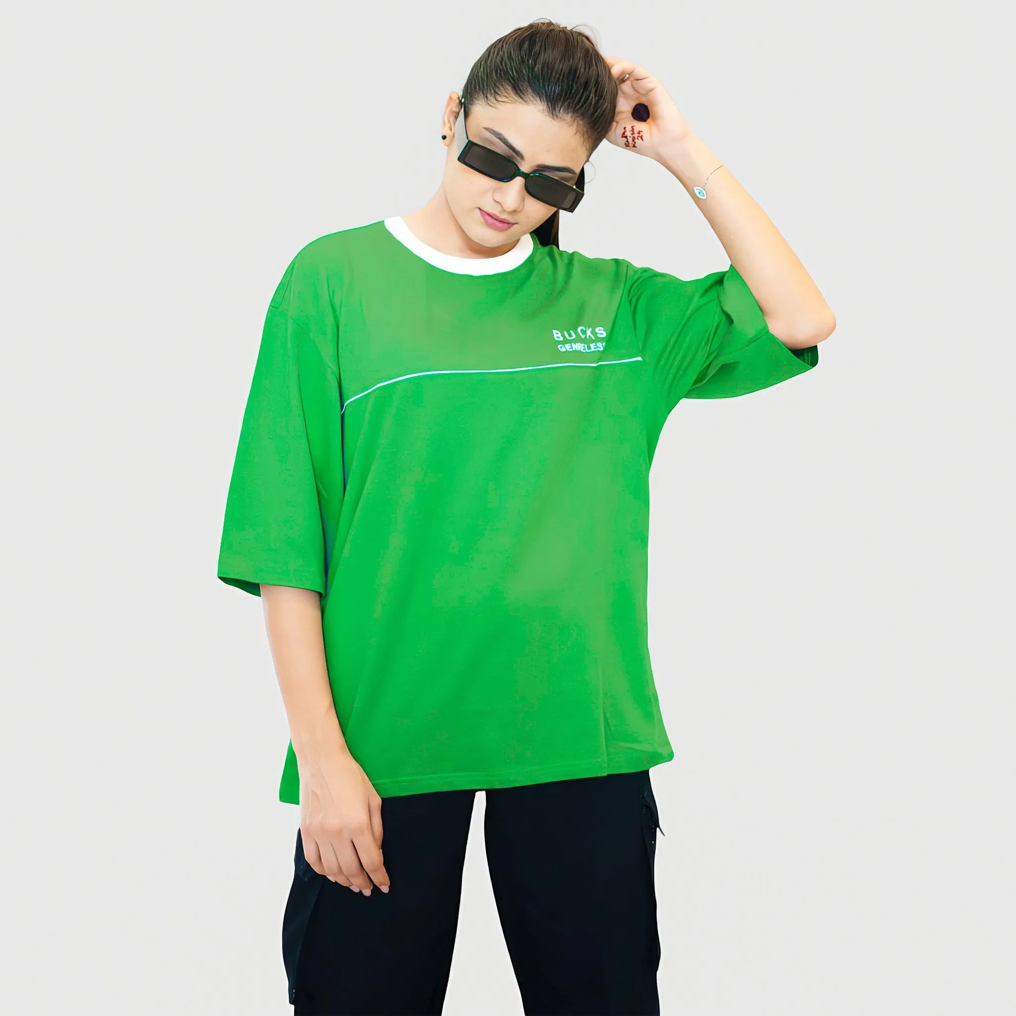 LOOPSTER'S Unisex Green Relaxed Fit T-shirt