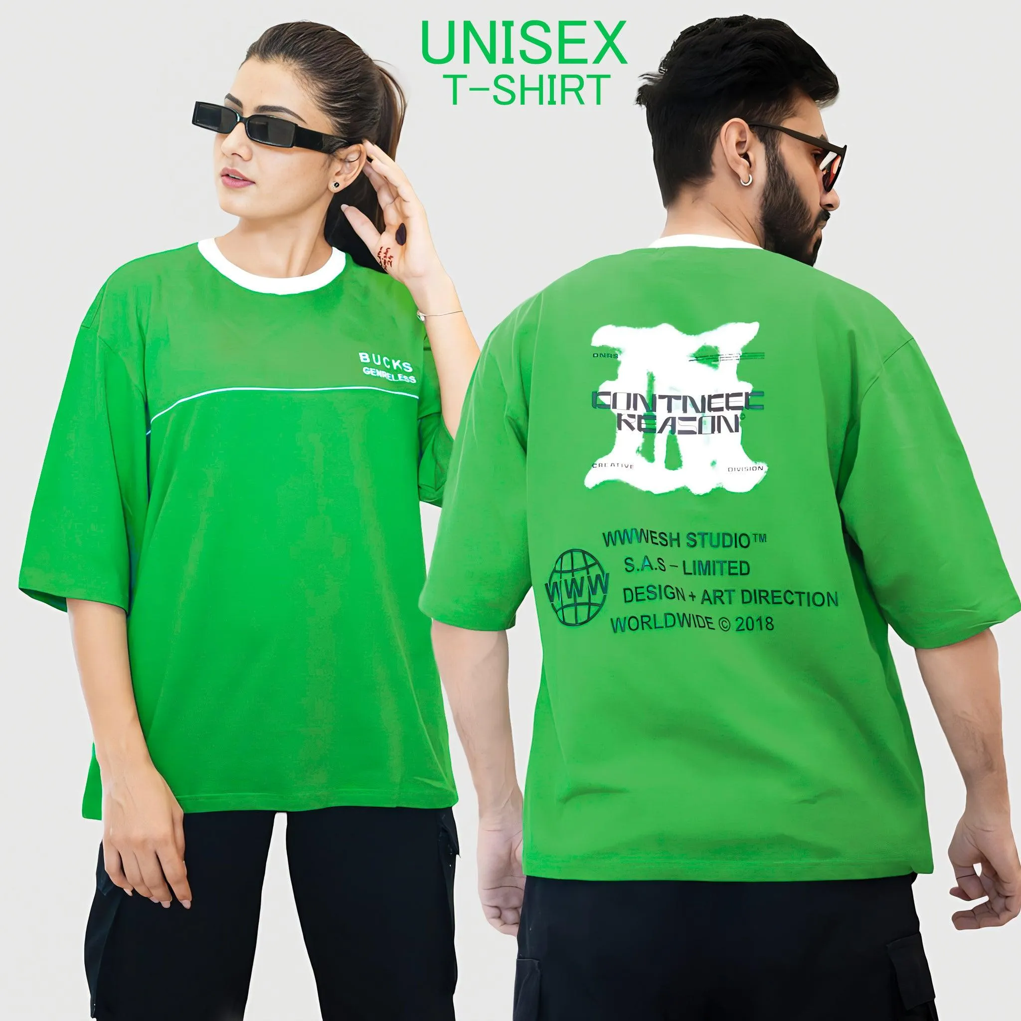 LOOPSTER'S Unisex Green Relaxed Fit T-shirt