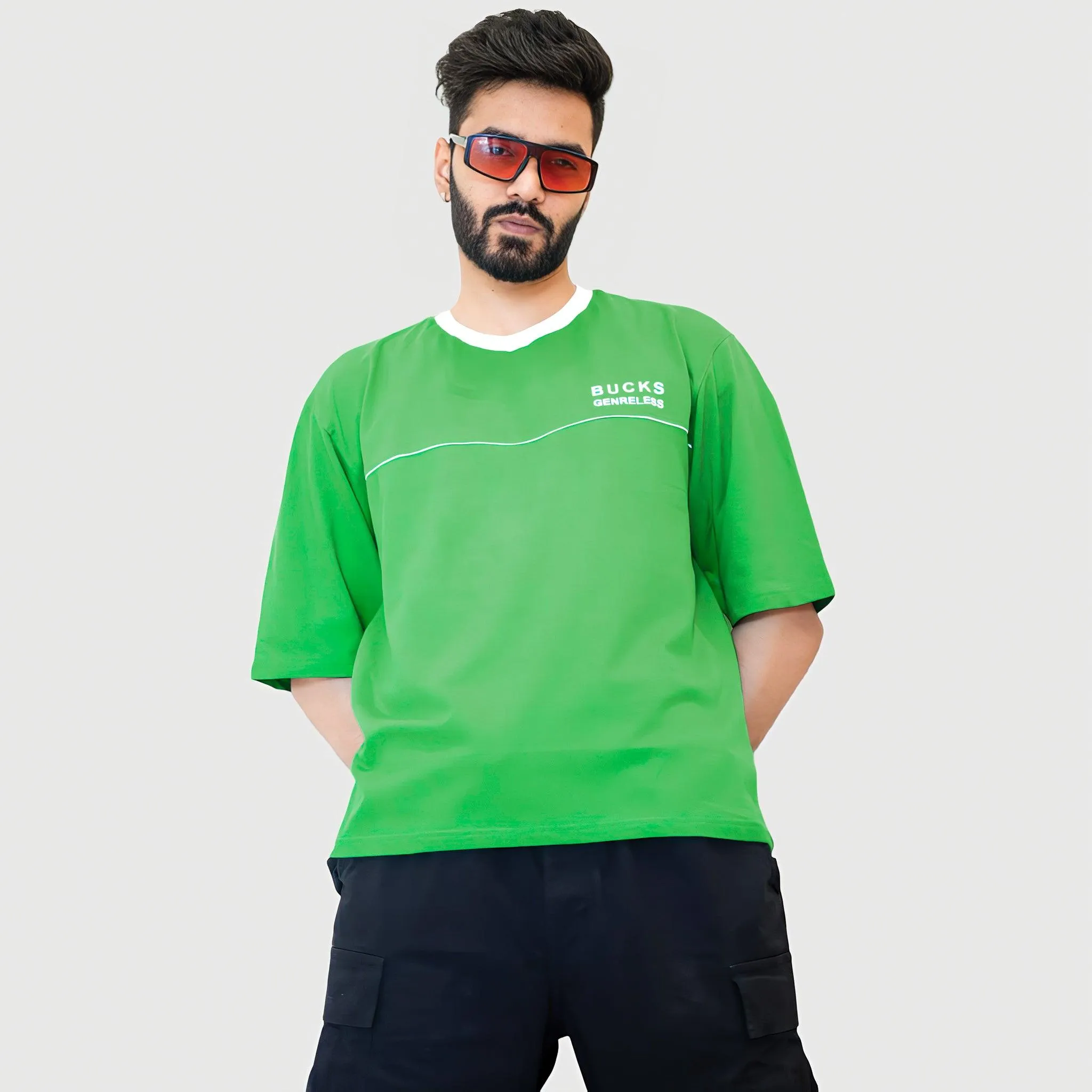 LOOPSTER'S Unisex Green Relaxed Fit T-shirt