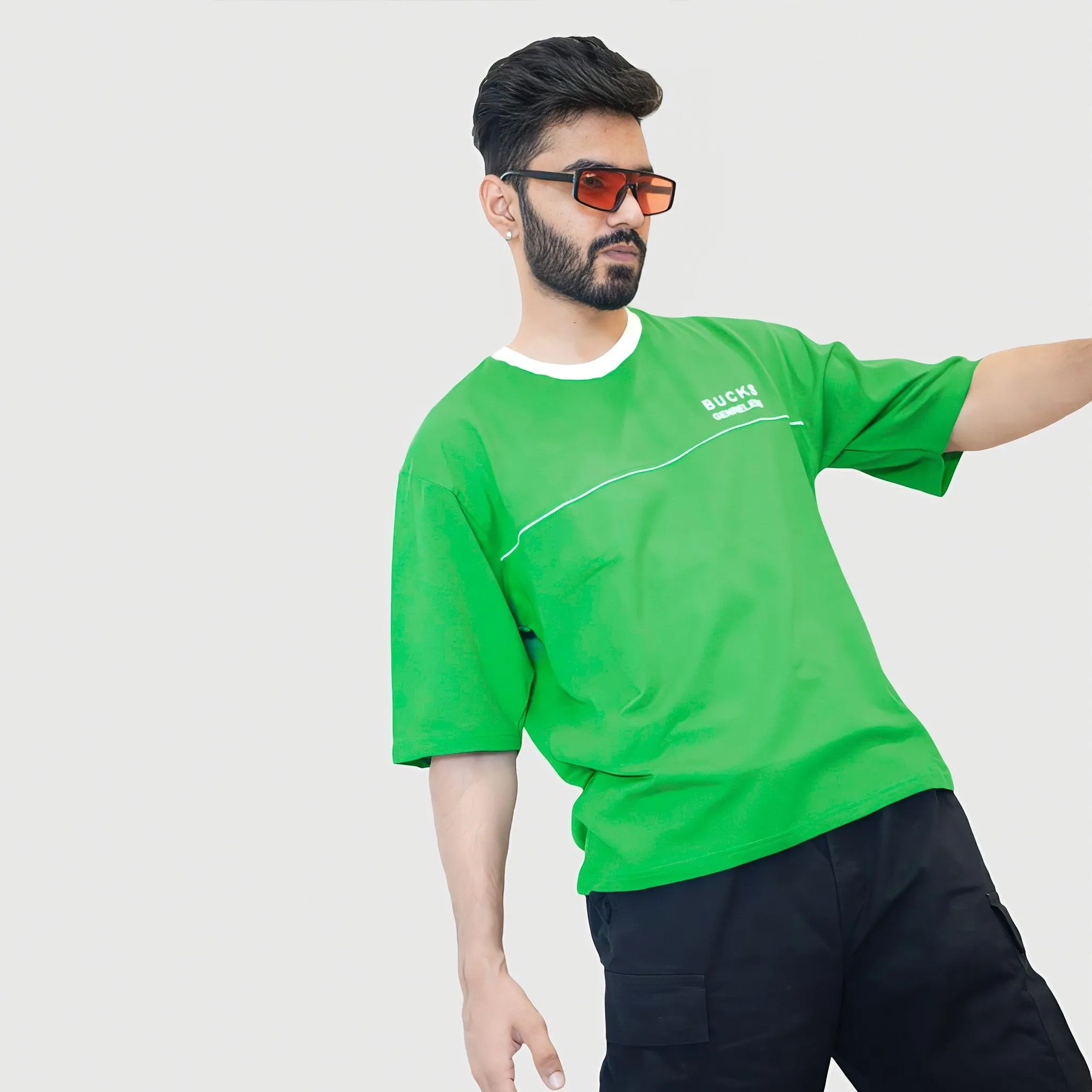 LOOPSTER'S Unisex Green Relaxed Fit T-shirt