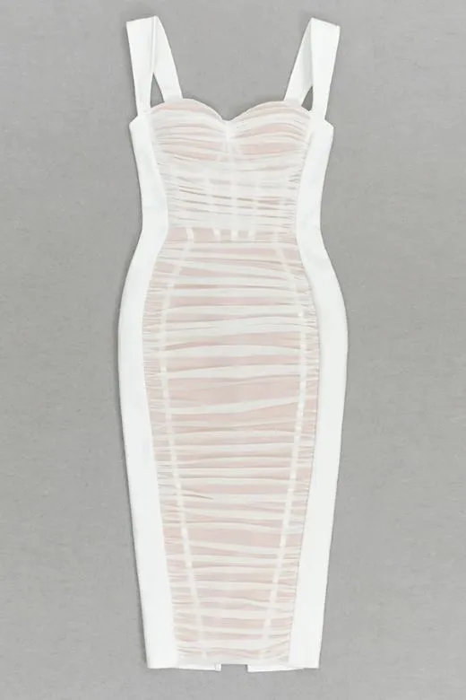 Marilyn Bodycon Wrap Midi Dress - Pearl White