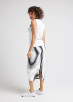 Maxi Bamboo Whitney Tube Skirt - Grey Marle & Black Stripe