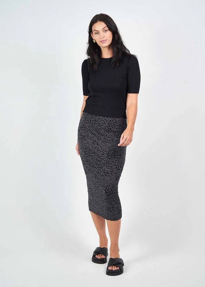 Maxi Bamboo Whitney Tube Skirt - Steel Leopard