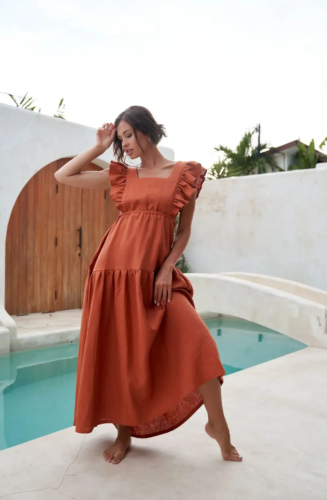 Maxi Boho linen dress by Soelis