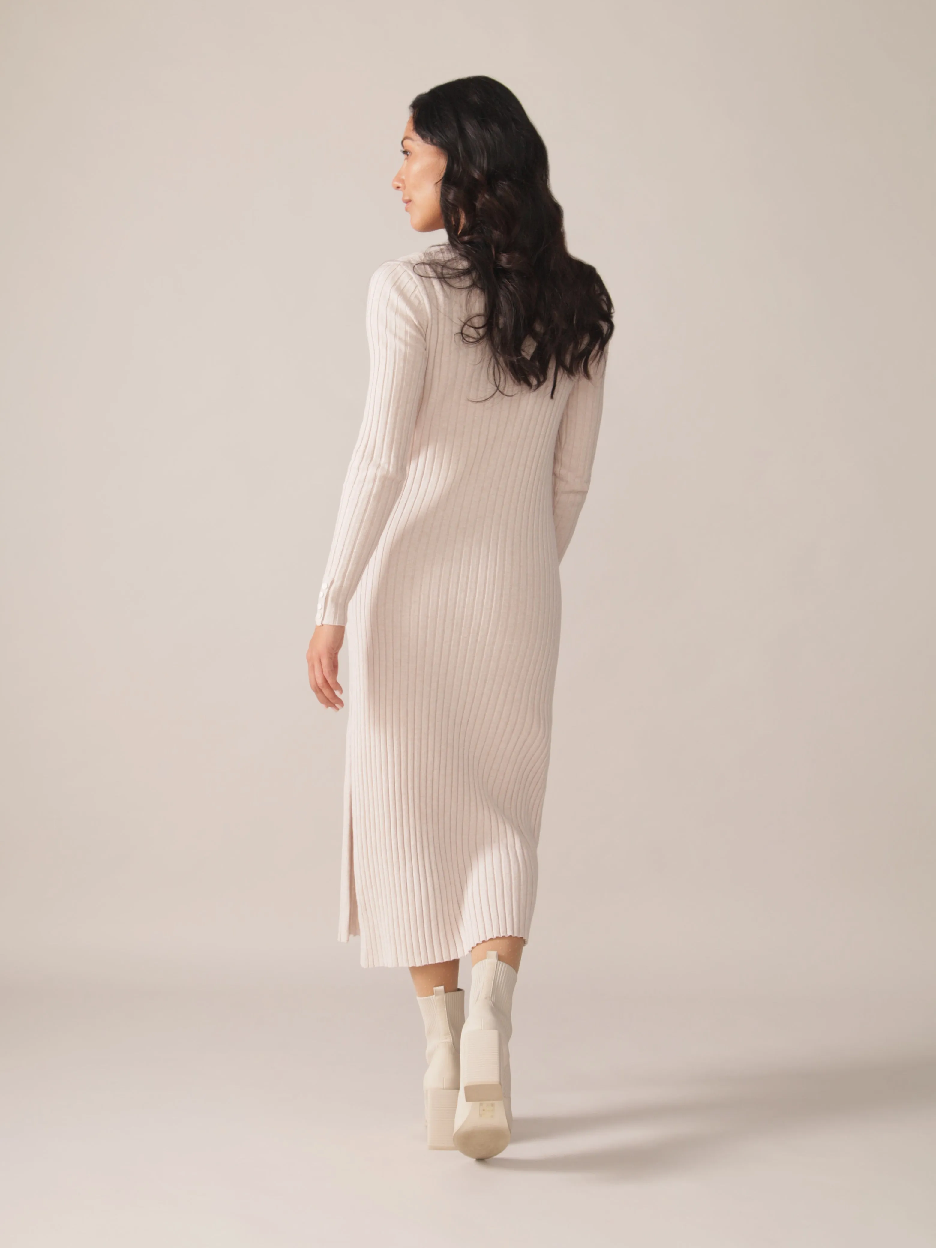 Maxi Ribbed Responsible Merino Dress in Orange Blossom