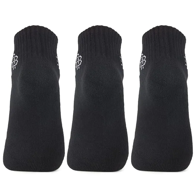 Men Cushioned Black Ankle-Length Joggers Sports Socks - Pack of 3