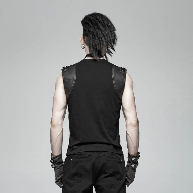 Men's Punk Faux Leather Hollowed-Out Vest