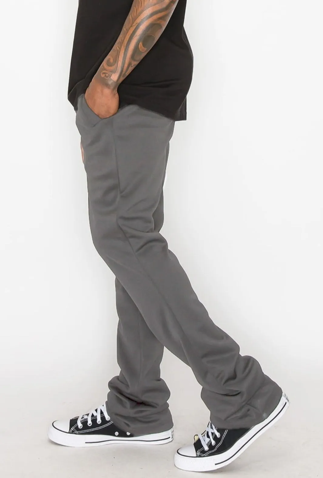 Men's Solid flare stacked track pants