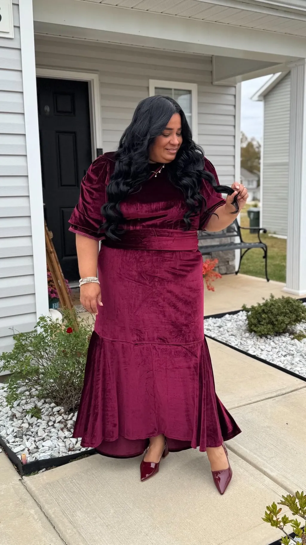 Montreal Burgundy Velvet Dress