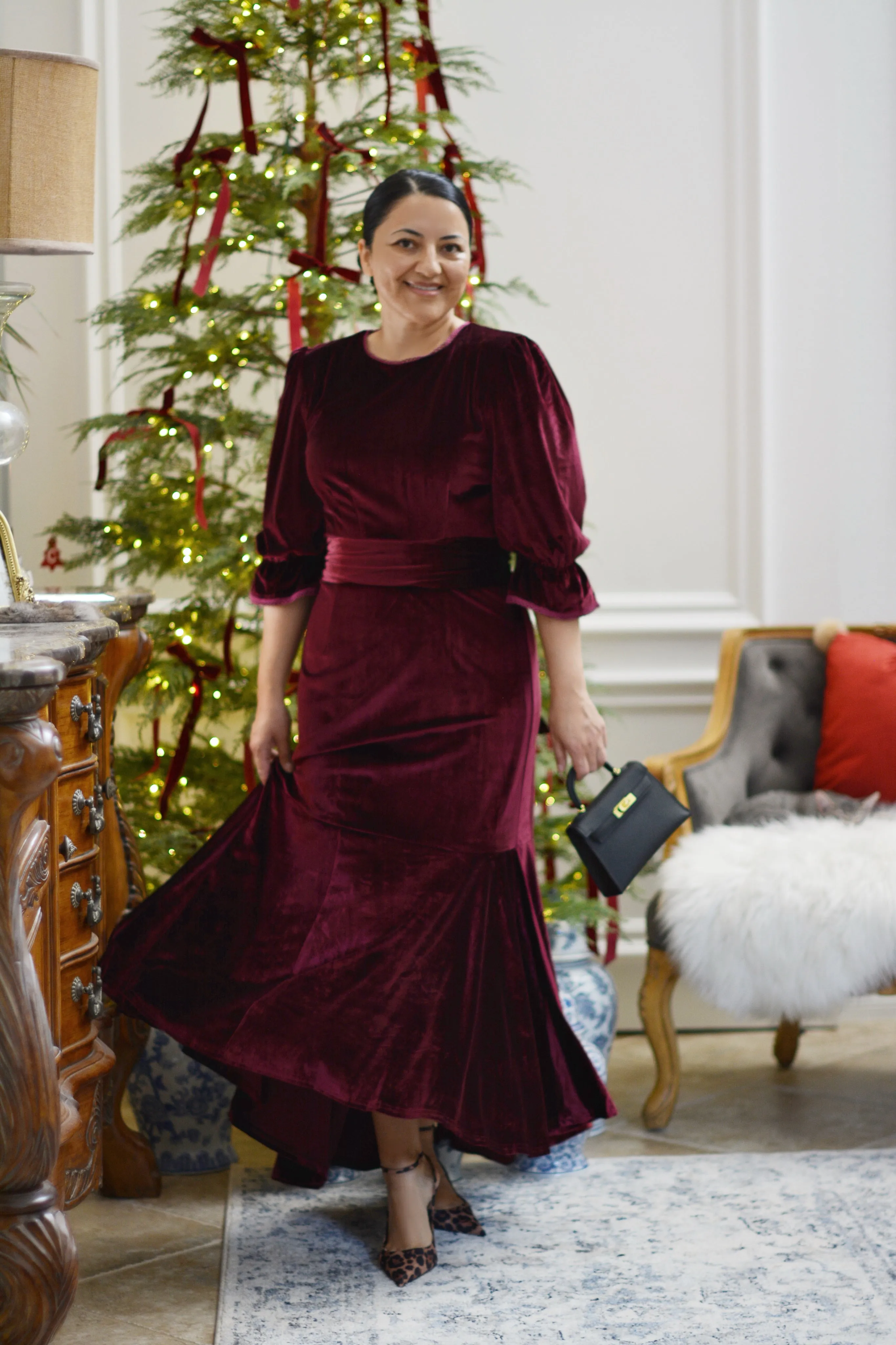 Montreal Burgundy Velvet Dress