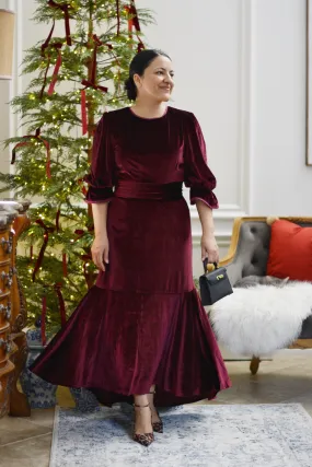 Montreal Burgundy Velvet Dress