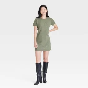 New - Women's Short Sleeve Cozy Knit Mini Sweater Dress - A New Day