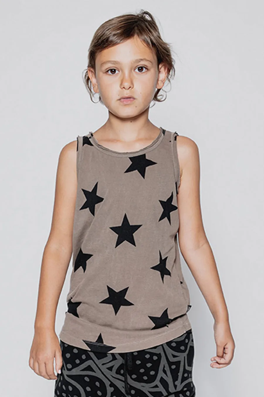 Nununu Star Kids Tank Shirt - Earth Brown (Size 12/14 left)