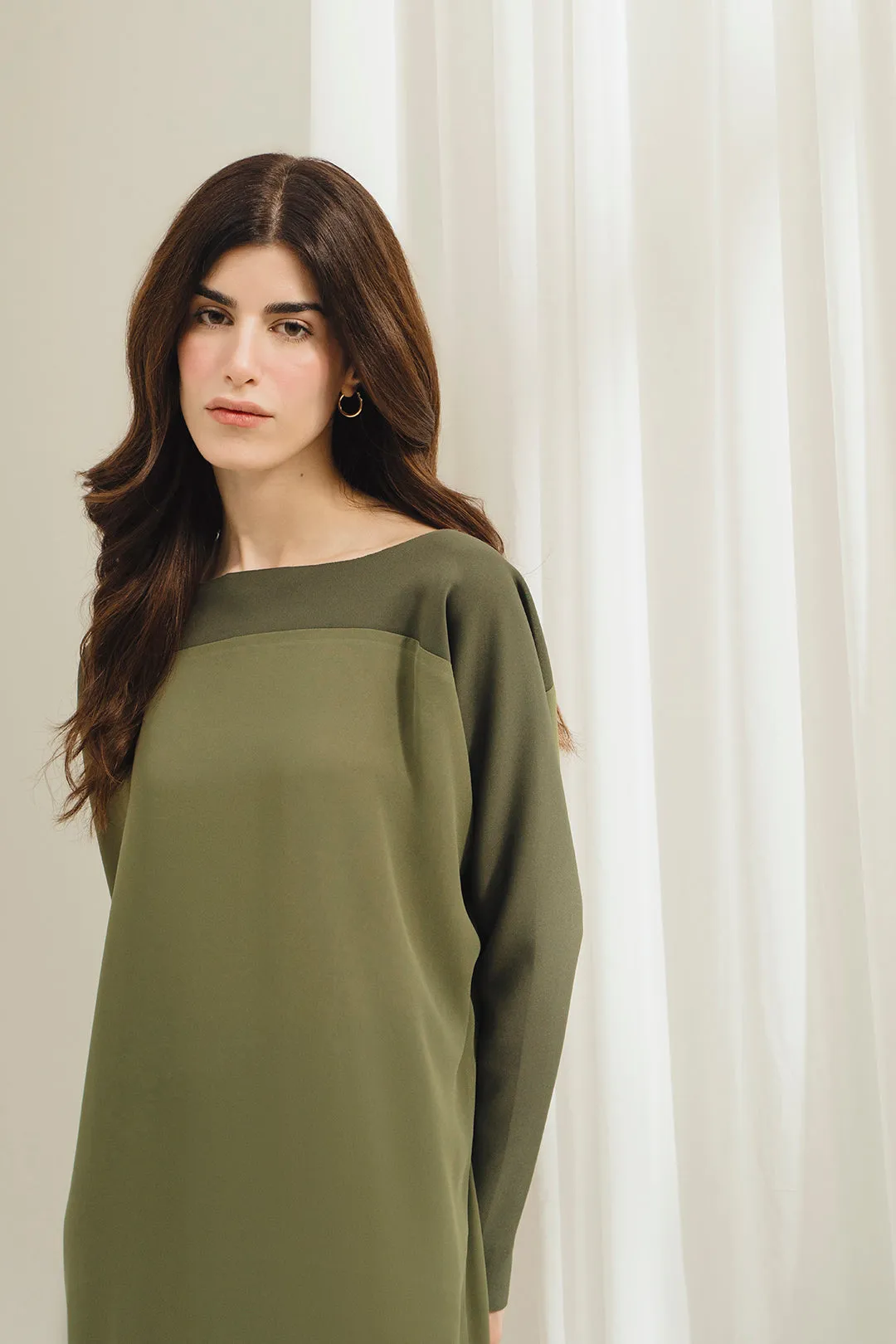 Olive Batwing Dress