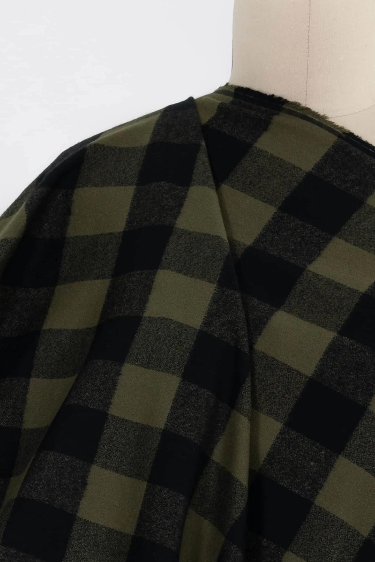 Olive Buffalo Checks Cotton Flannel Woven