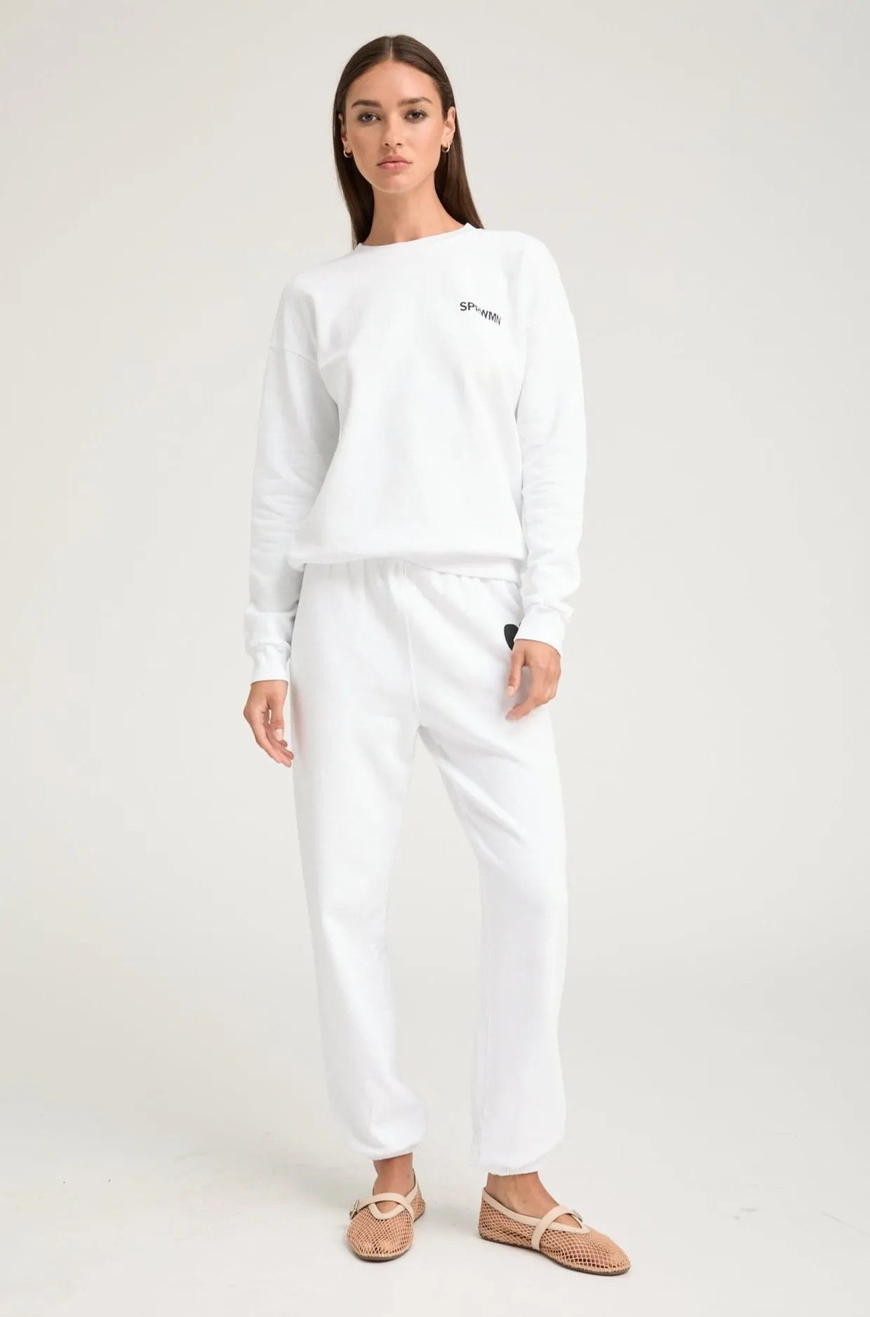 Optic White Cotton Heart Sweatpants