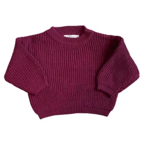 Organic Cotton Knit Oversized Sweater · Gender-neutral · Maroon-Red Color