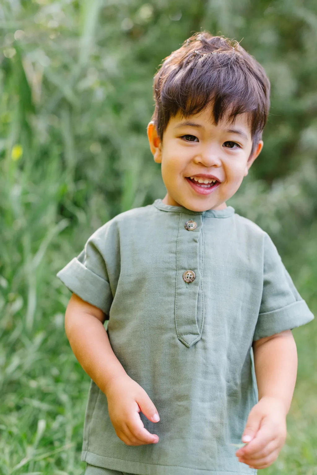 Popover Shirt in Fern Gauze