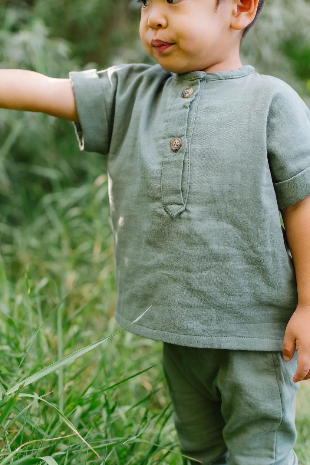 Popover Shirt in Fern Gauze