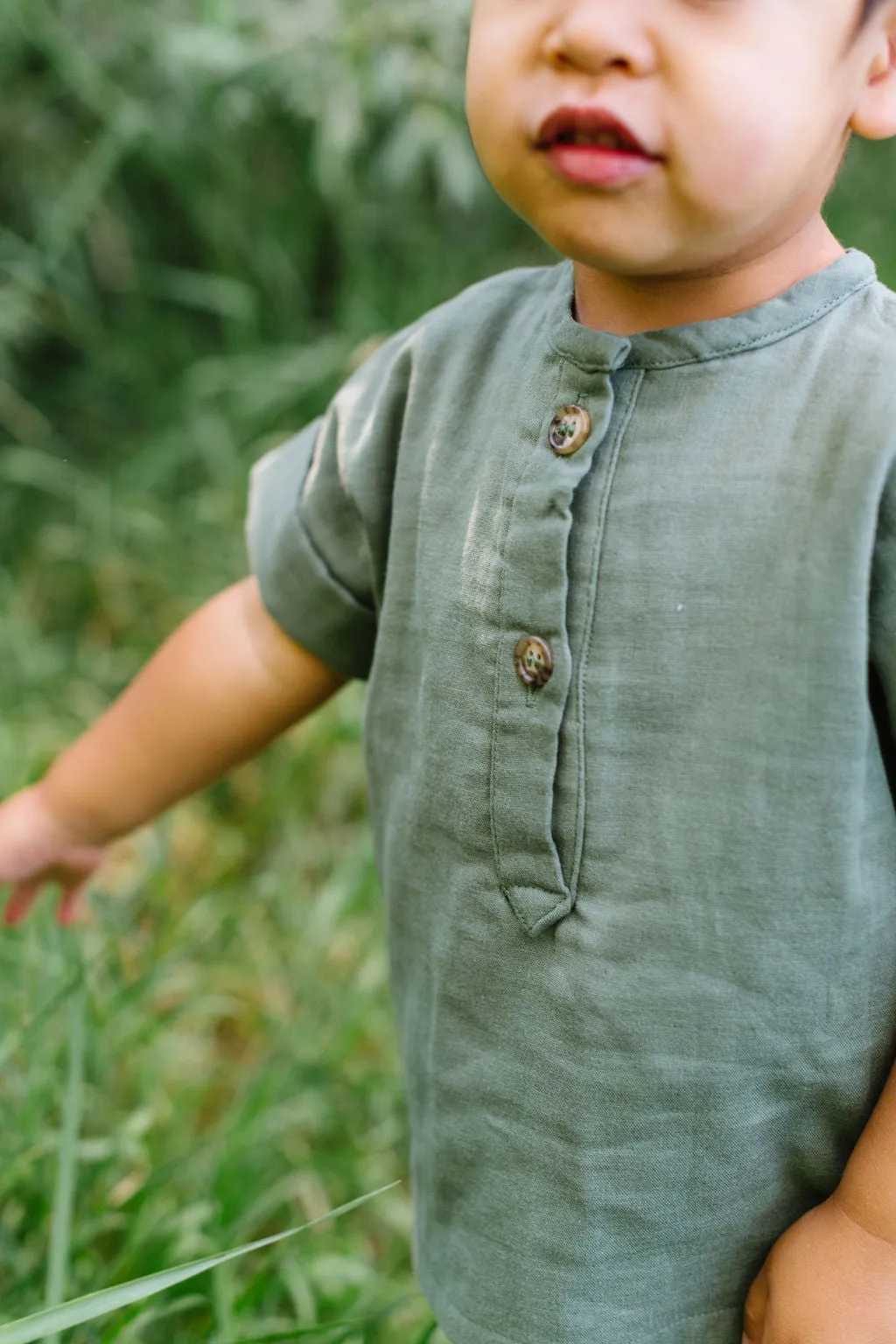 Popover Shirt in Fern Gauze