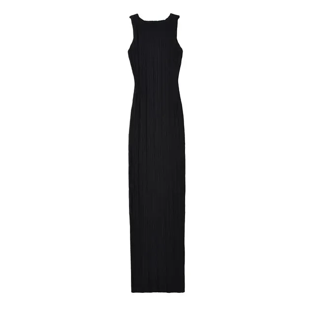 Pre Order:  Elegant Solid Sleeveless Knitted Slim Maxi Dress