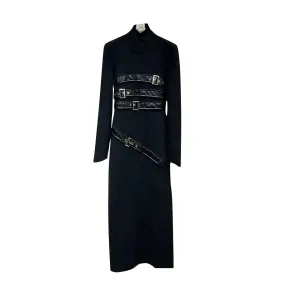 Pre Order:  Front Quad Belt Decorated Knit Dress