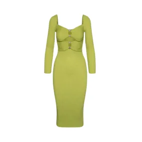 Pre Order:  Lime Hollow out Knitted Dress