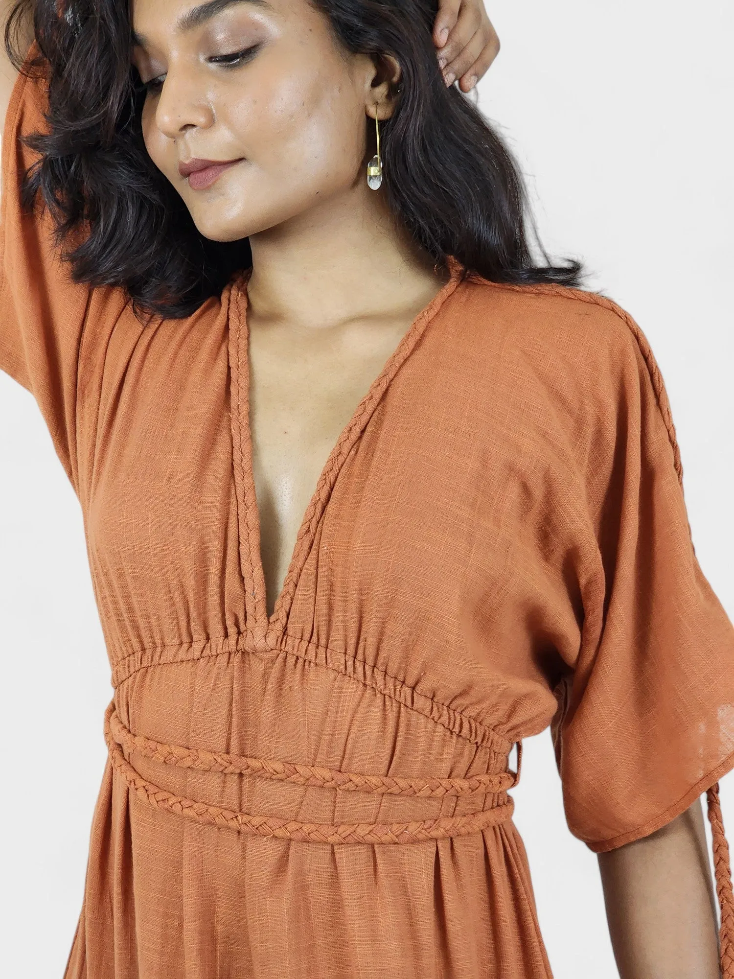 Rust Organic Cotton Rope Goddess Maxi Dress