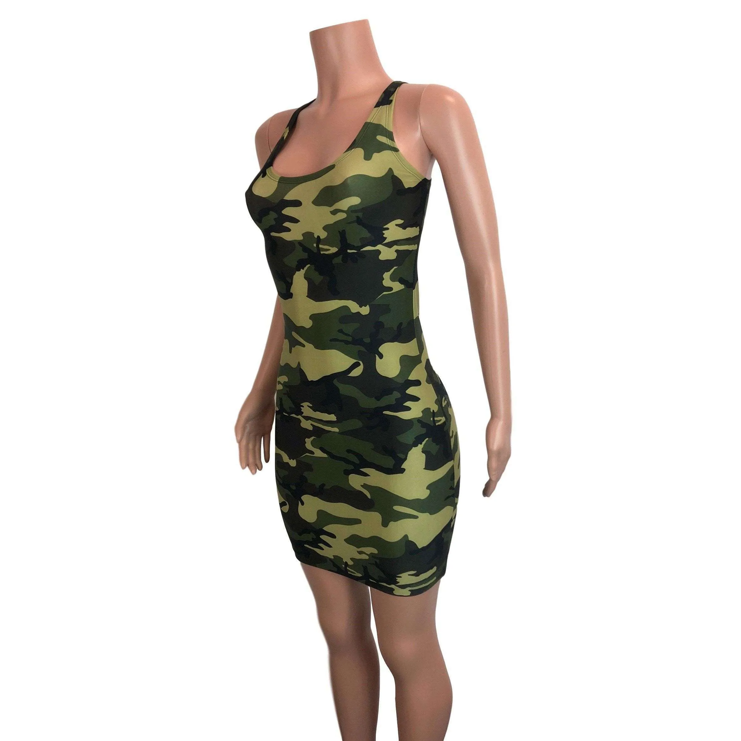 SALE - Camo or Camouflage Bodycon Tank Dress - Final Sale SMALL