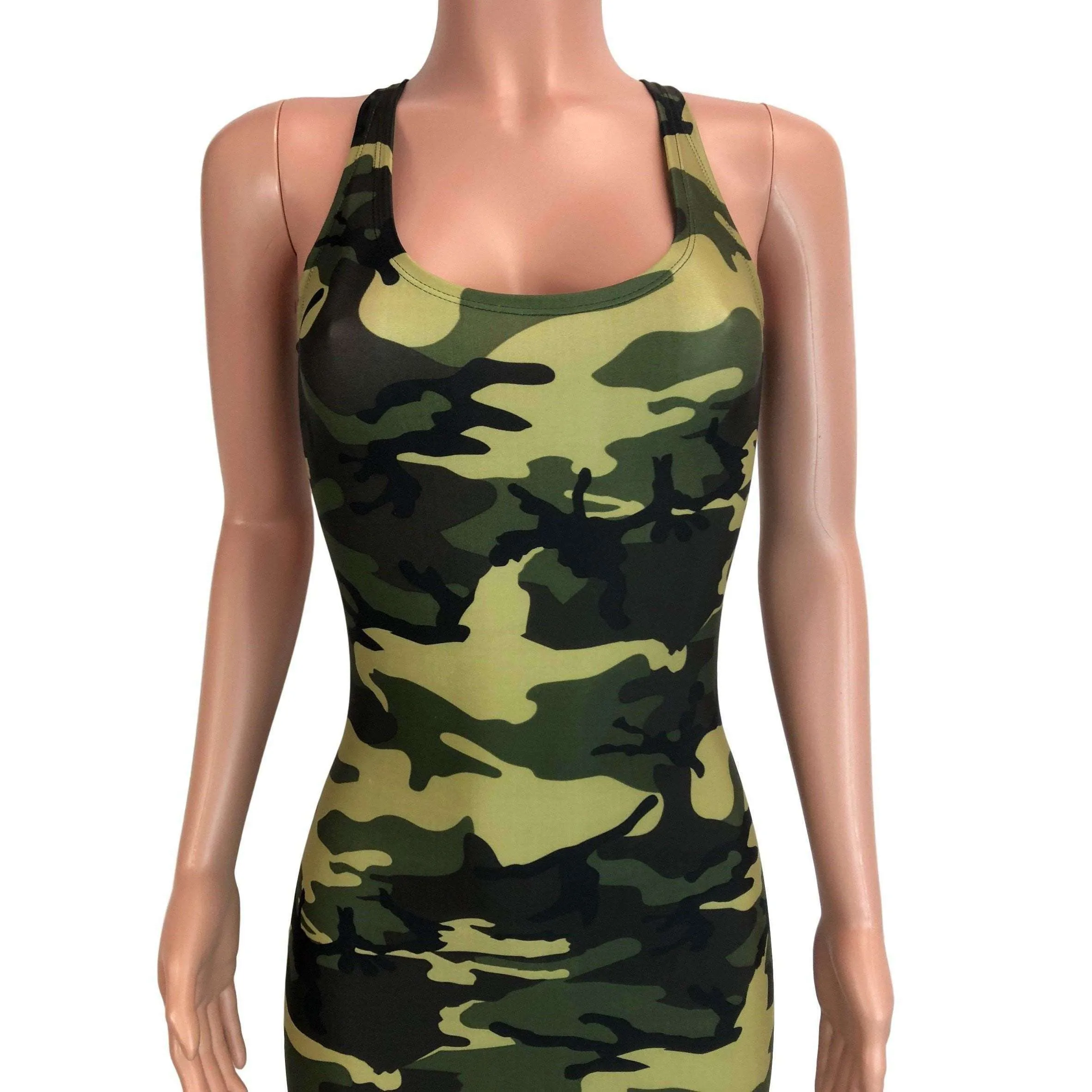 SALE - Camo or Camouflage Bodycon Tank Dress - Final Sale SMALL