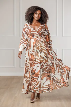 Salma Chiffon Surplice Maxi Dress - Brown