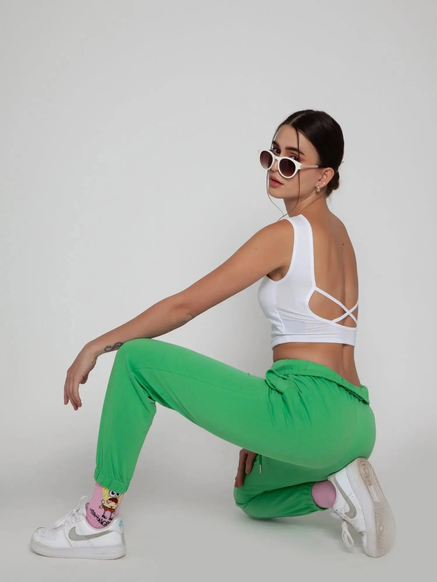 Shamrock Green Rolled-up Jogger