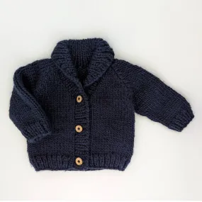 Shawl Collar Indigo Cardigan