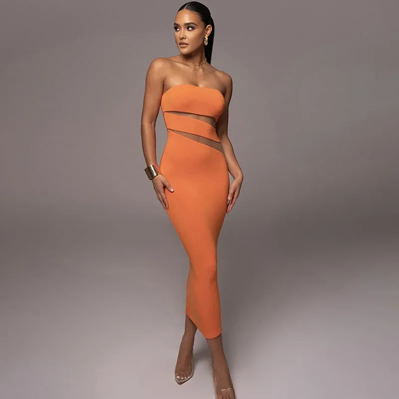 Sleek Bodycon Dress with Mesh Inserts