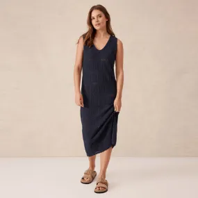 Square Knit Midi Tank Dress - New Navy