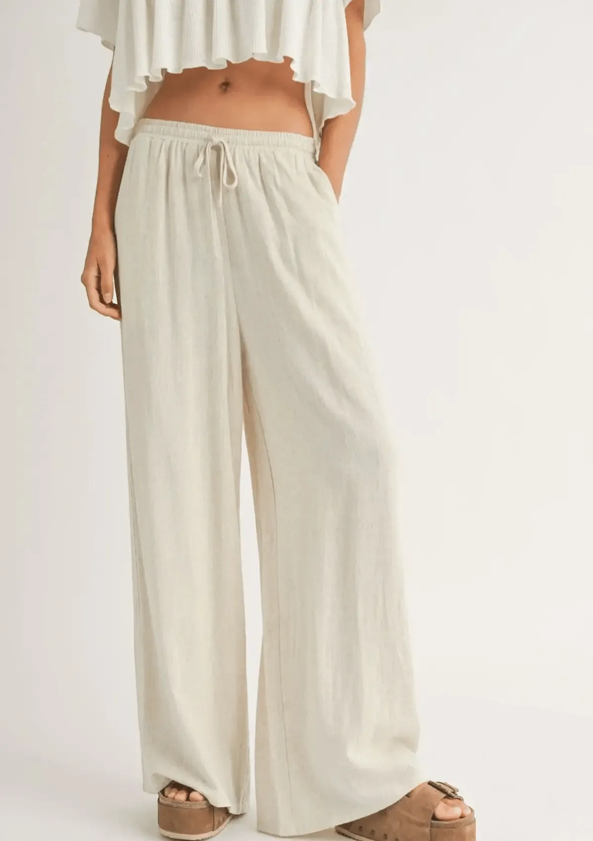 Sugarloaf Elastic Waistband Pants - Oatmeal