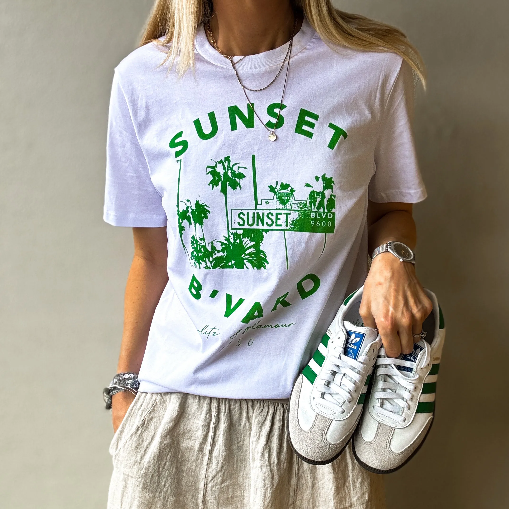 Sunset blvd tee GREEN *boyfriend fit*