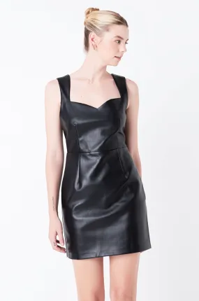 Sweetheart Leather Mini Dress