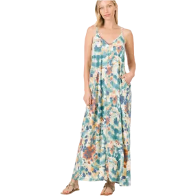 Teal Tie Dye French Terry Maxi Dress