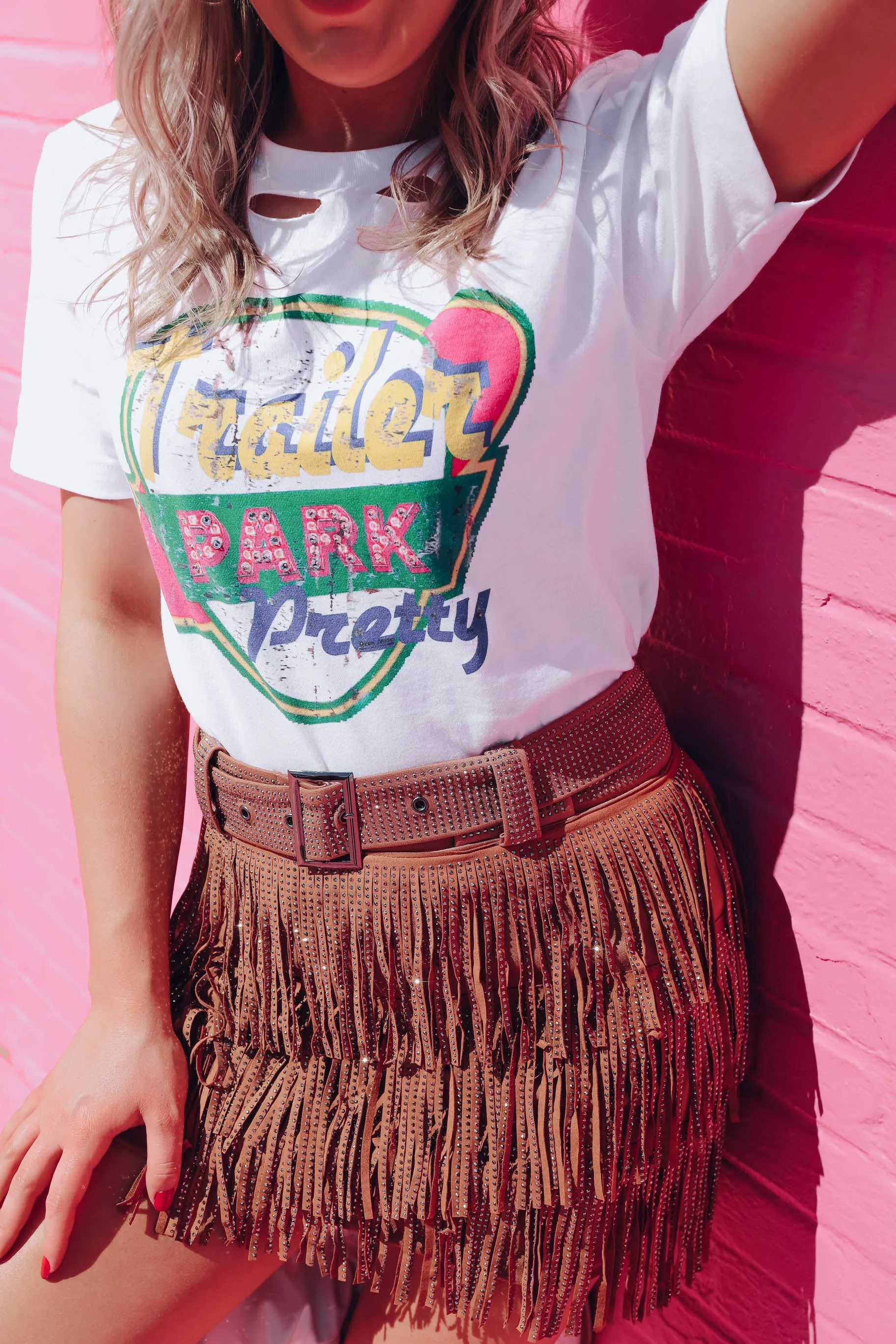 Trailer Park Pretty Graphic Tee - White