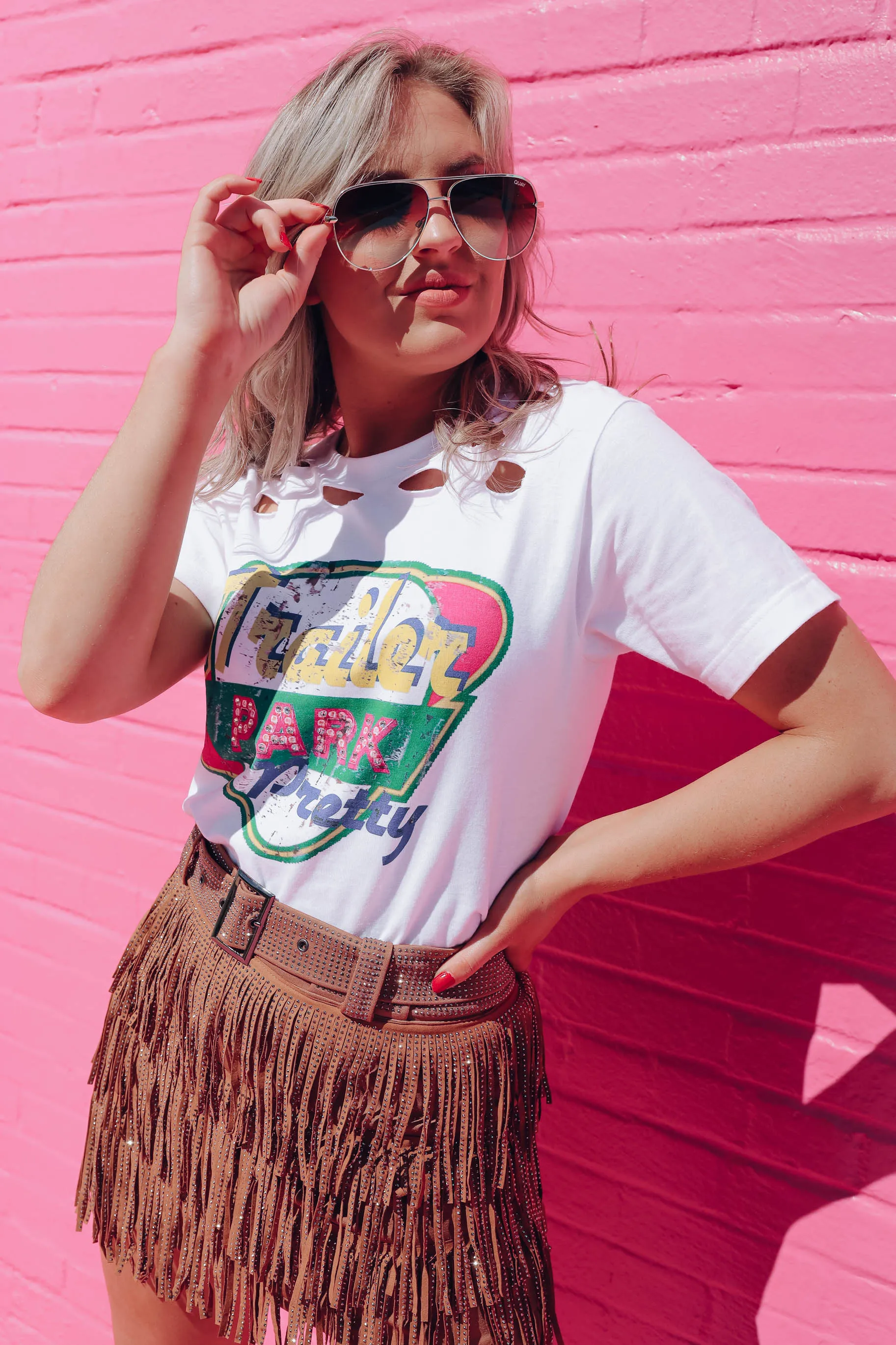 Trailer Park Pretty Graphic Tee - White