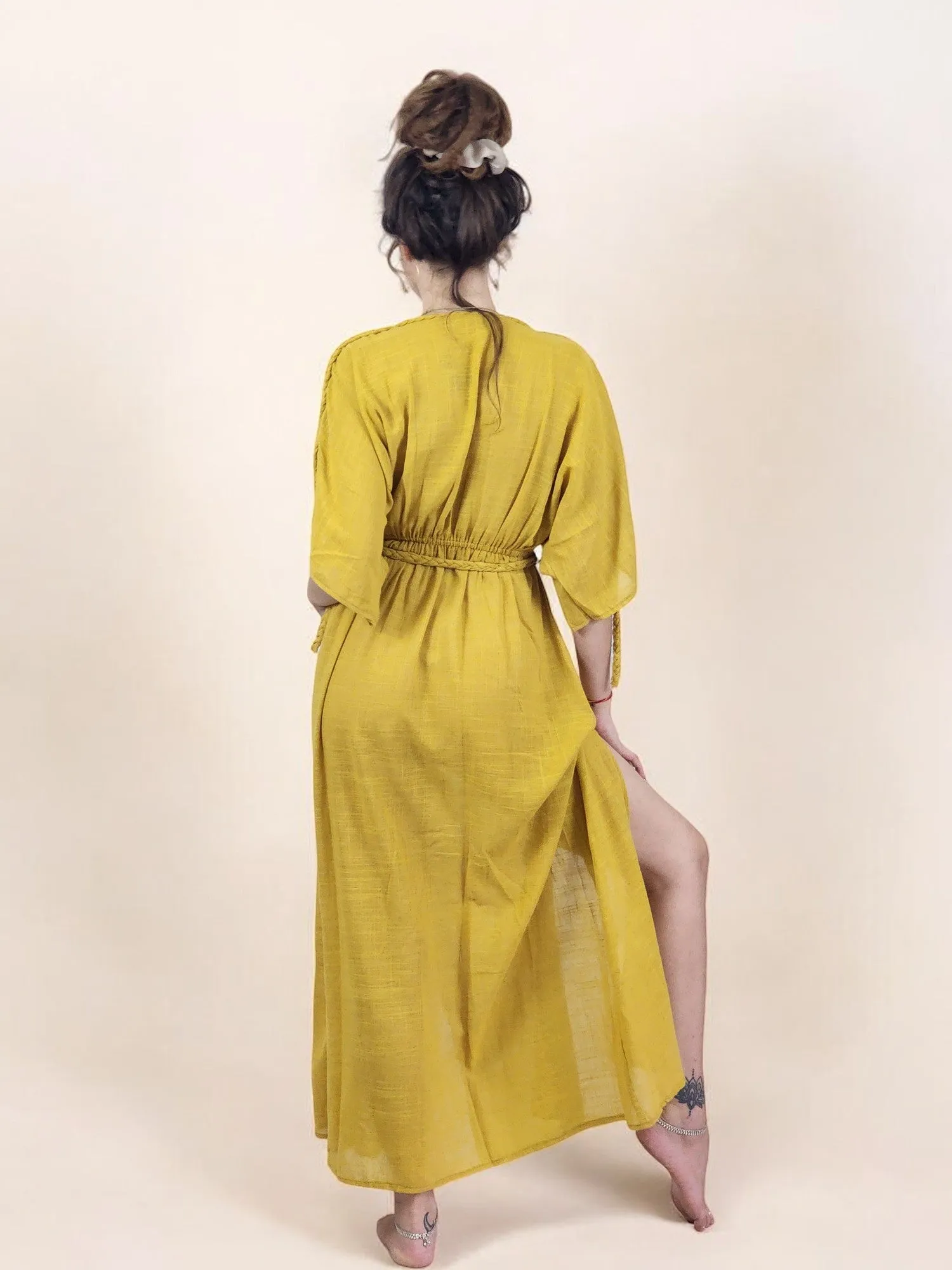 Turmeric Organic Cotton Rope Goddess Maxi Dress