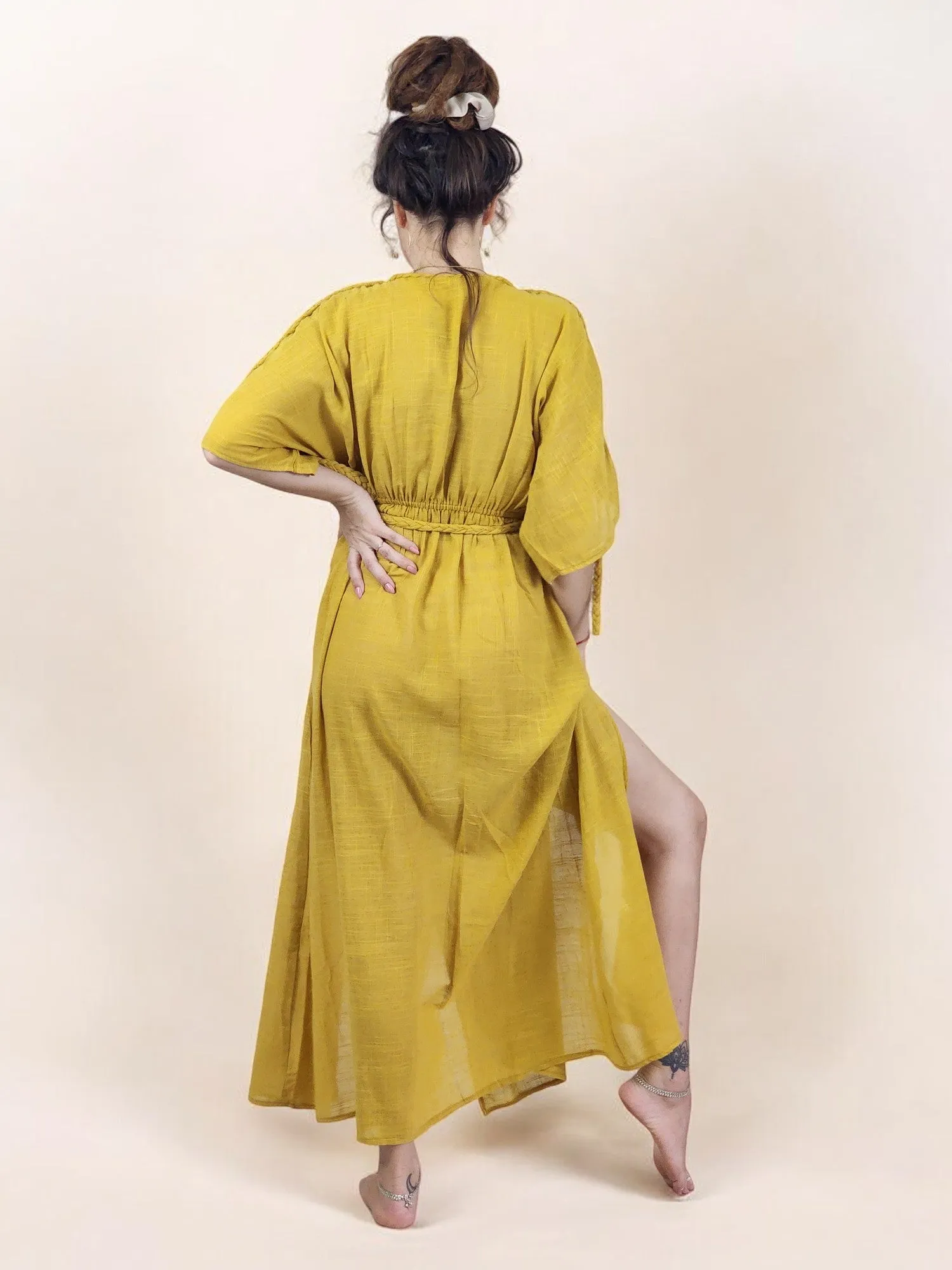 Turmeric Organic Cotton Rope Goddess Maxi Dress