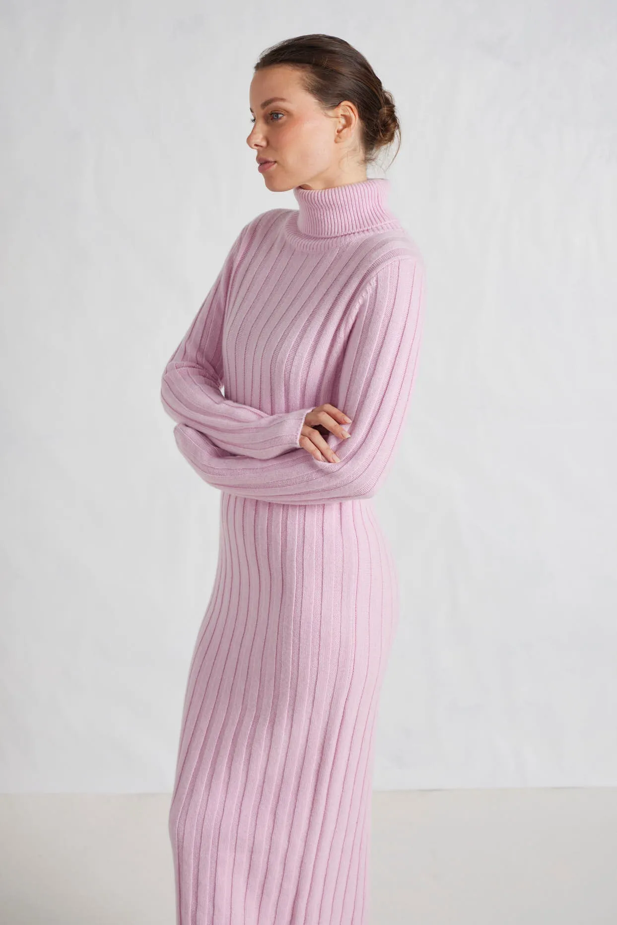 Valerie Merino Cashmere Polo Dress in Blossom