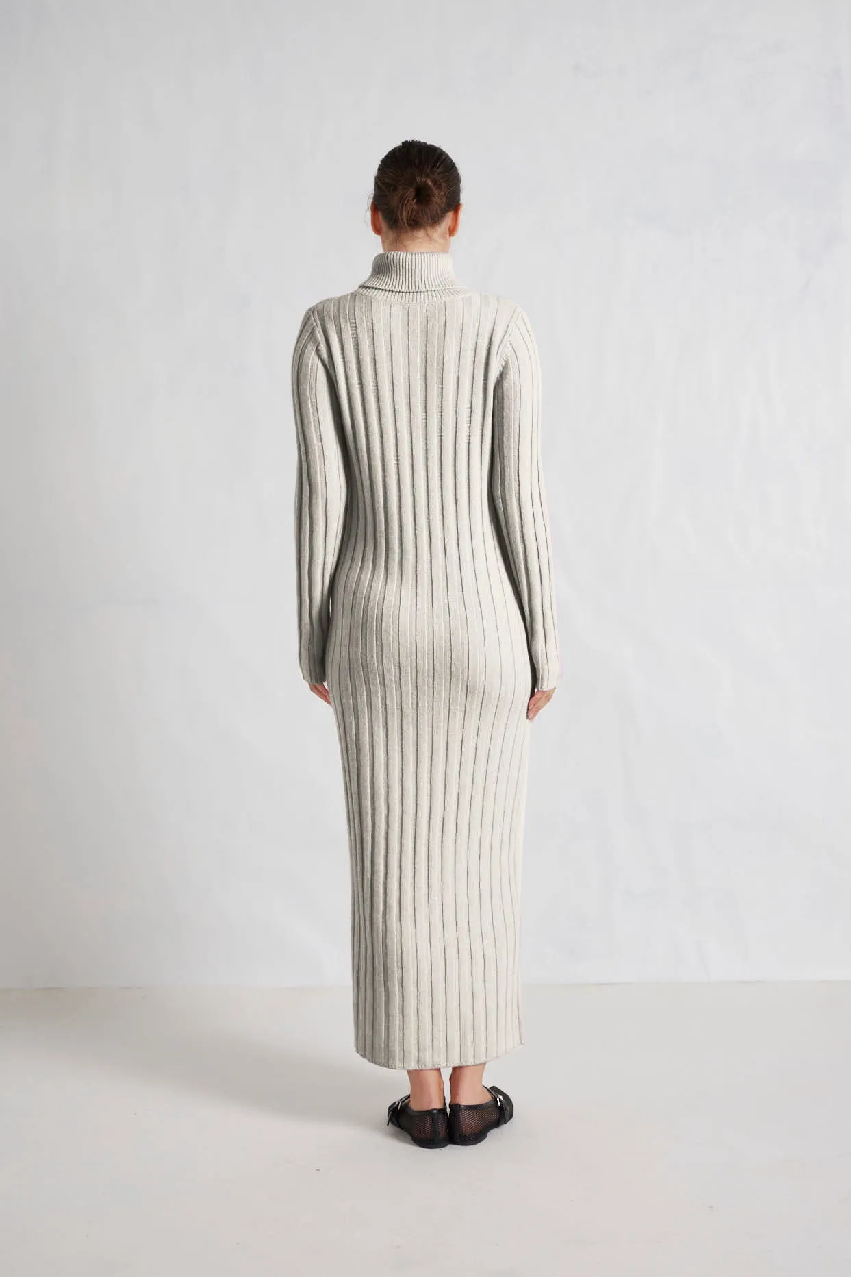 Valerie Merino Cashmere Polo Dress in Crystal