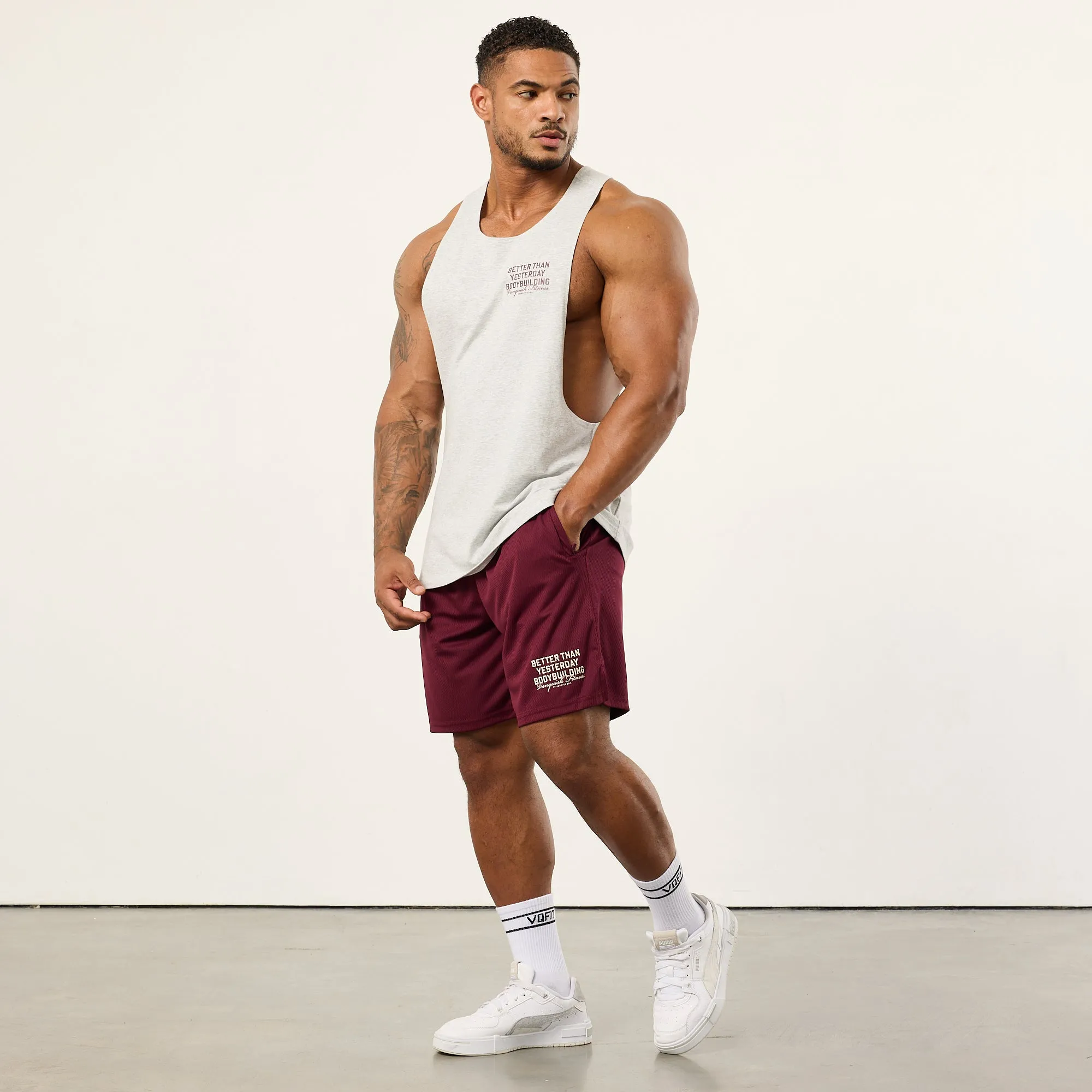 Vanquish Bodybuilding Burgundy Mesh Shorts